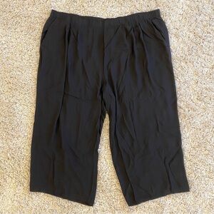 Eileen Fisher Womens Georgette Crepe Crop Pants Wide Leg Black 100% Silk Plus 3X